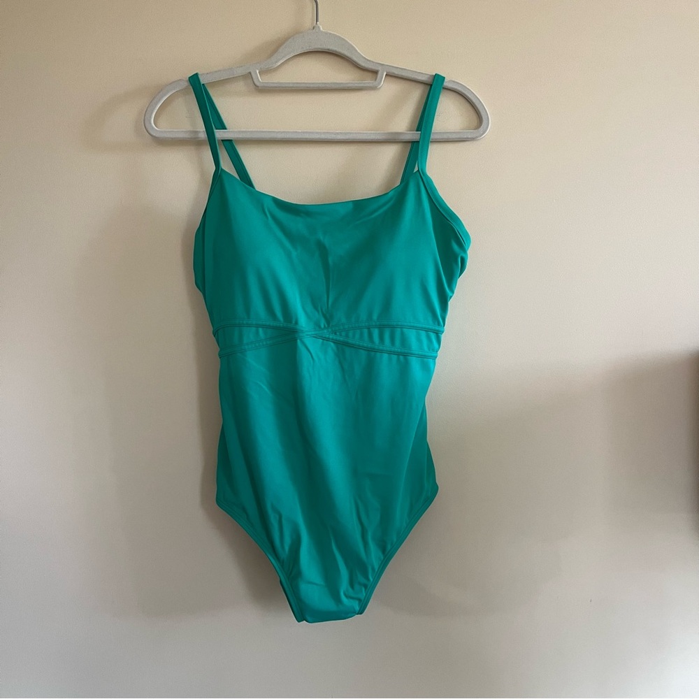 L.L. Bean Green One-Piece Swimsuit with Adjustable Straps